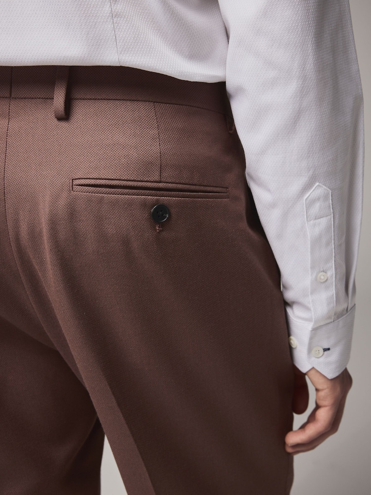 Rouge - Coupe sur mesure - Pantalon de costume texturé - Image 5 of 9