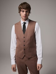 Red Textured Suit Waistcoat - Image 1 of 5