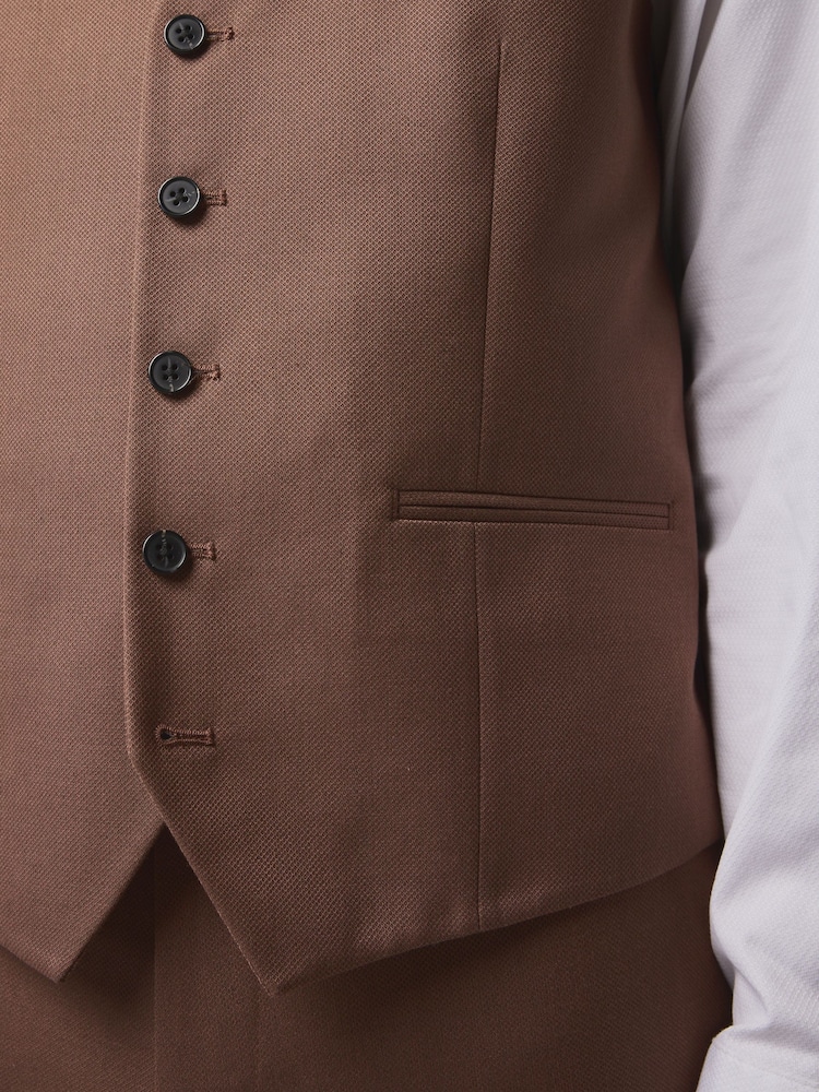 Red Textured Suit Waistcoat - Image 5 of 5