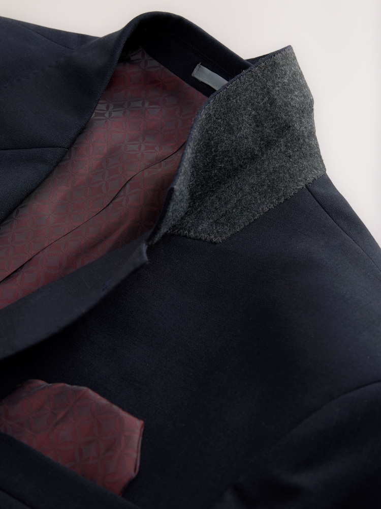 Navy Blue Regular Fit Signature Nova Fides Wool Jacket - Image 6 of 8