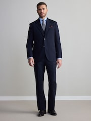 Navy Regular Fit Signature Nova Fides Wool Trousers - Image 2 of 5