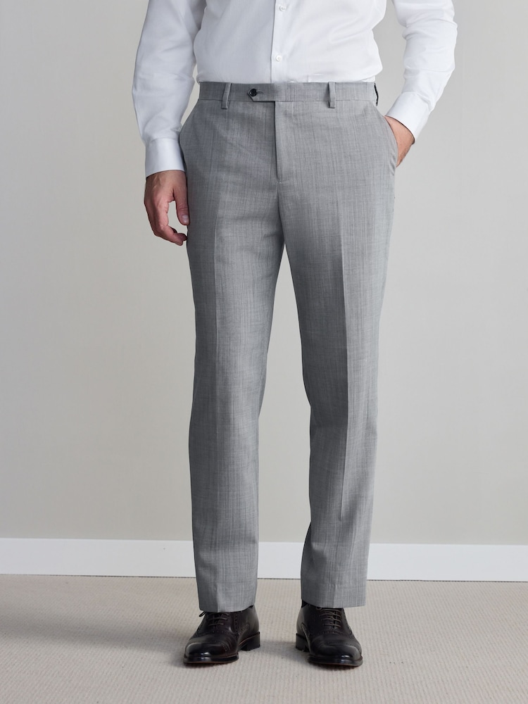 Grey Regular Fit Signature Nova Fides Wool Trousers - Image 1 of 9 Grey Regular Fit Signature Nova Fides Wool Trousers - Image 1 of 9