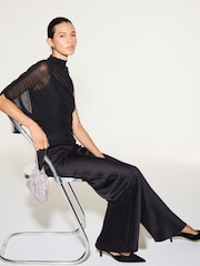 Black Short Sleeved Asymmetrical Mesh Top - Image 3 of 8