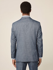 Blue Regular Fit Trimmed Textured Suit Jacket - Image 3 of 4