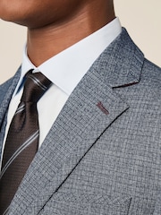 Blue Regular Fit Trimmed Textured Suit Jacket - Image 4 of 4