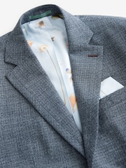Blue Regular Fit Trimmed Textured Suit Jacket - Image 7 of 9