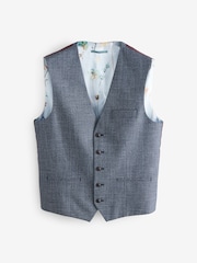 Bleu - Coupe classique Gilet texturé à bordures pour costumes - Image 4 de 4
