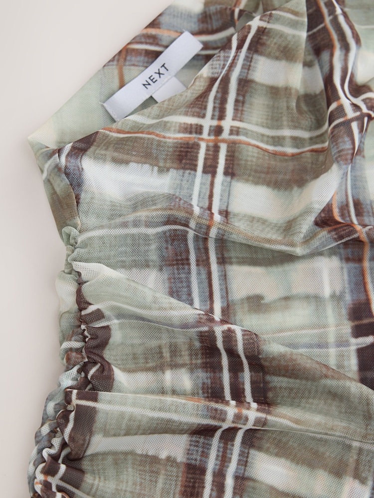Green Short Sleeved Asymmetrical Mesh Top - Image 11 of 11