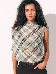 Green Short Sleeved Asymmetrical Mesh Top - Image 3 of 11