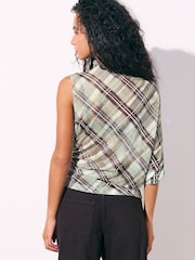 Green Short Sleeved Asymmetrical Mesh Top - Image 5 of 11