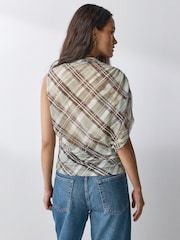 Green Short Sleeved Asymmetrical Mesh Top - Image 6 of 11