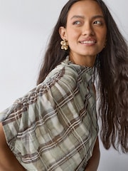 Green Short Sleeved Asymmetrical Mesh Top - Image 8 of 11