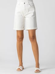 Roman White Turned Hem Denim Shorts - Image 1 of 4