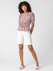 Roman White Turned Hem Denim Shorts - Image 3 of 4