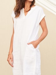 Aspiga White 100% Linen Dori Dress - Image 3 of 4