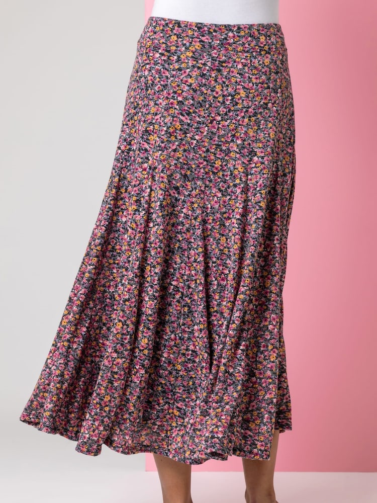 Roman Pink Ditsy Floral Burnout Midi Skirt - Image 2 of 4 Roman Pink Ditsy Floral Burnout Midi Skirt - Image 2 of 4