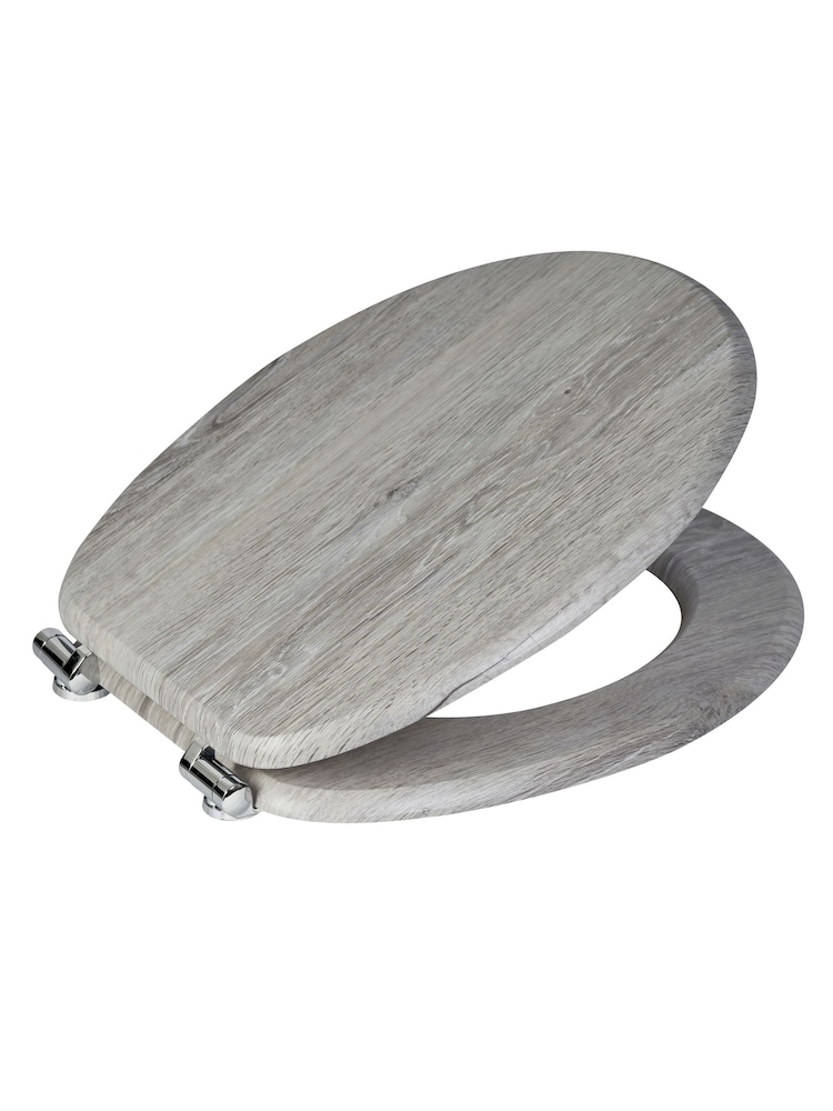 Showerdrape Grey Oak Norfolk Soft Close Wooden Toilet Seat - Image 1 of 2