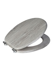 Showerdrape Grey Oak Norfolk Soft Close Wooden Toilet Seat - Image 3 of 5