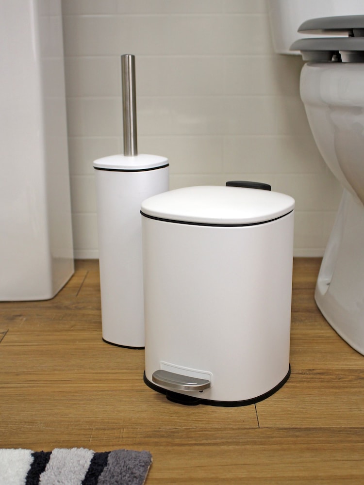 Showerdrape White Capri Toilet Brush And Bin Set - Image 1 of 3