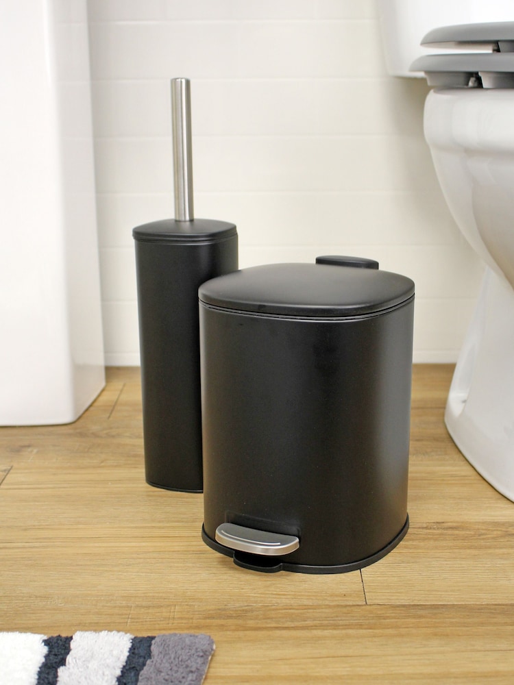 Showerdrape Black Capri Toilet Brush And Bin Set - Image 1 of 3