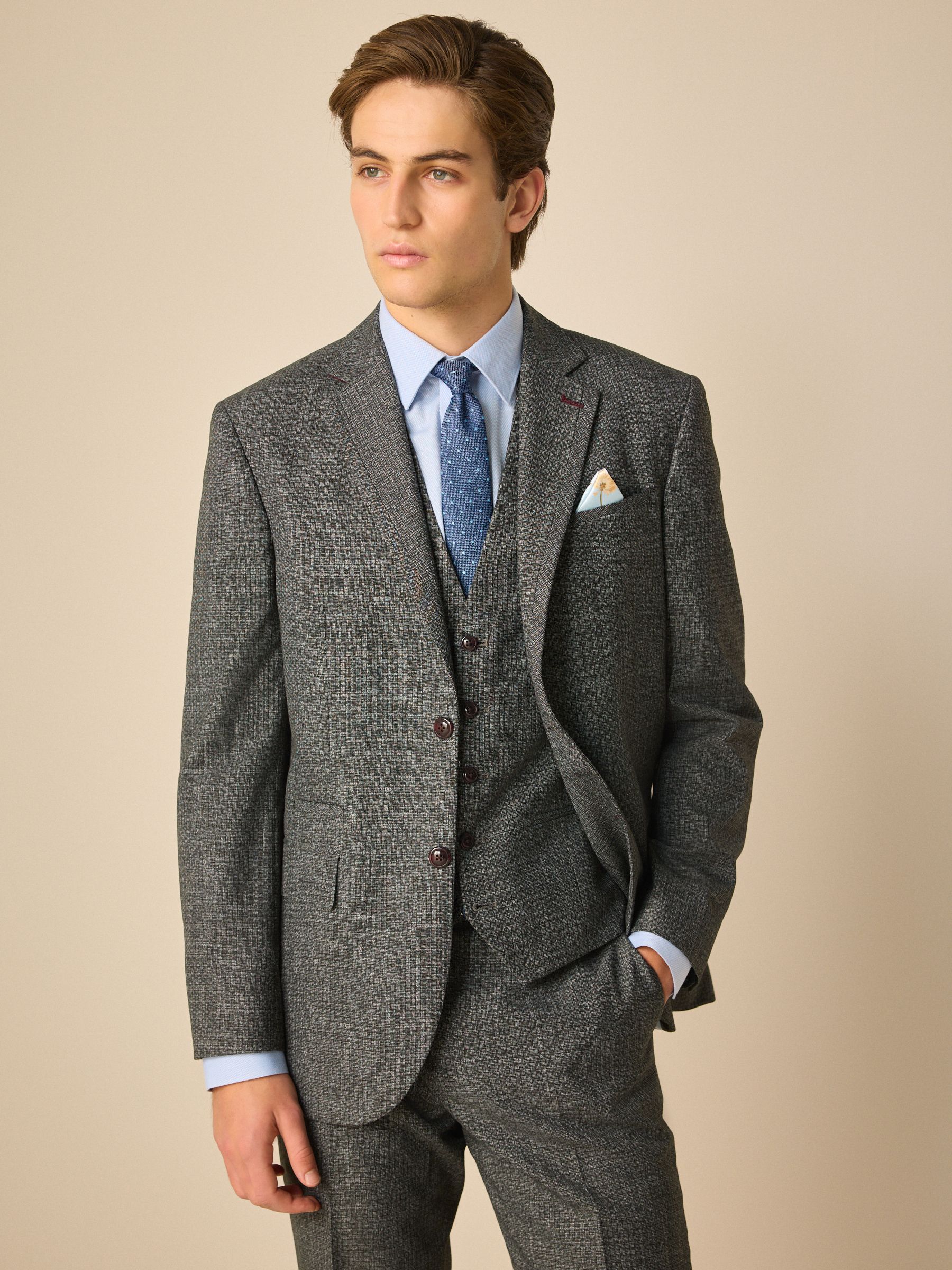 Buy Charcoal Grey Regular Fit Trimmed Textured Suit Jacket