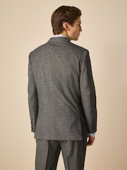 Charcoal Grey Regular Fit Trimmed Textured Suit Jacket - Image 2 of 9