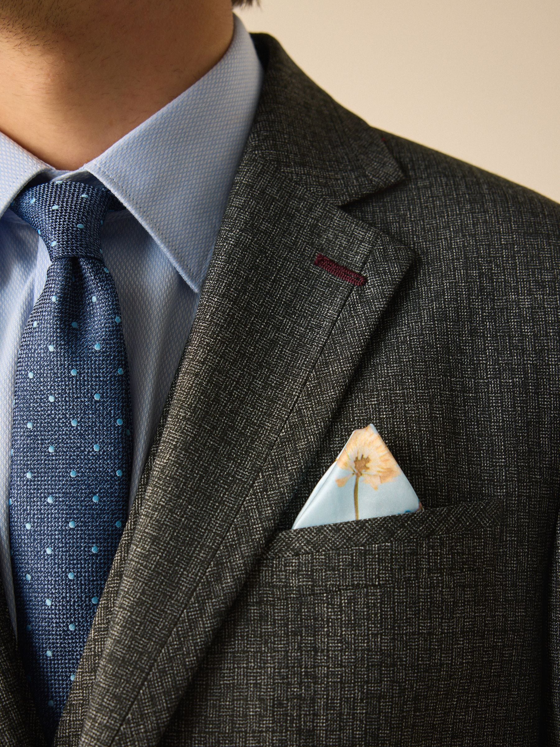 Buy Charcoal Grey Regular Fit Trimmed Textured Suit Jacket