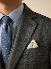 Charcoal Grey Regular Fit Trimmed Textured Suit Jacket - Image 4 of 9