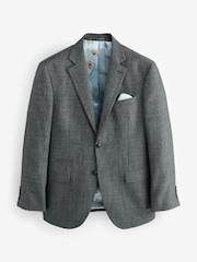 Charcoal Grey Regular Fit Trimmed Textured Suit Jacket - Image 5 of 9