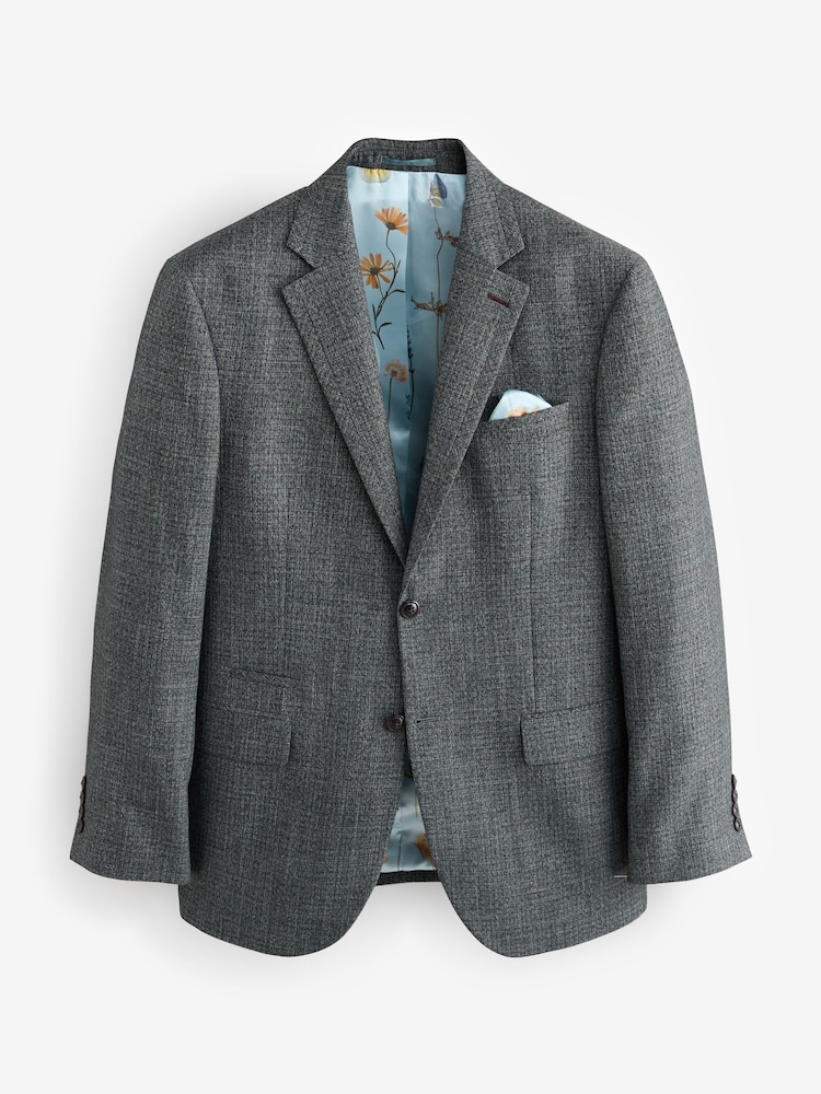 Gris de charbon de bois - Veste de costume texturée à coupe régulière et garnie - Image 5 of 9