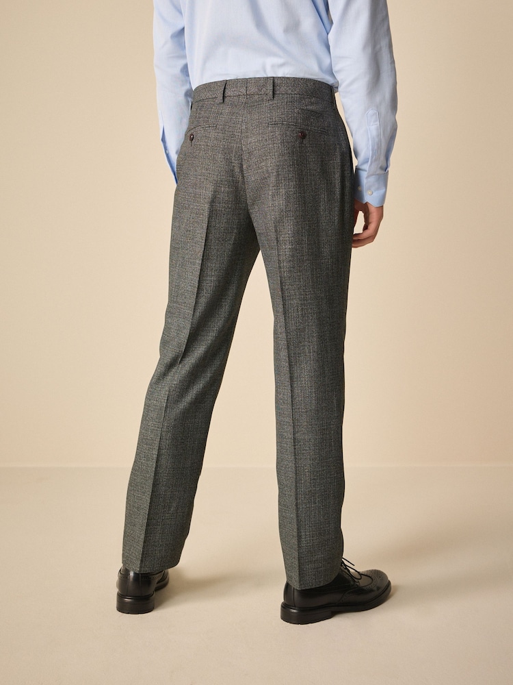 Charcoal Grey Regular Fit Trimmed Textured Suit Trousers - Image 3 of 5