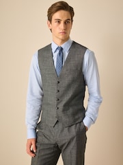 Gris de charbon de bois - Coupe classique Gilet texturé à bordures pour costumes - Image 1 de 4