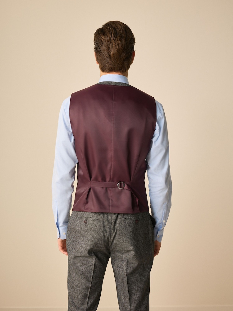 Gris de charbon de bois - Coupe classique Gilet texturé à bordures pour costumes - Image 3 of 4