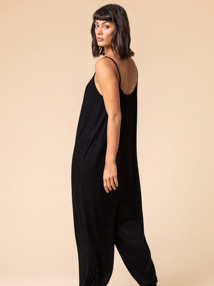 Roman Black Strappy Full Length Jersey Jumpsuit - Image 2 of 5