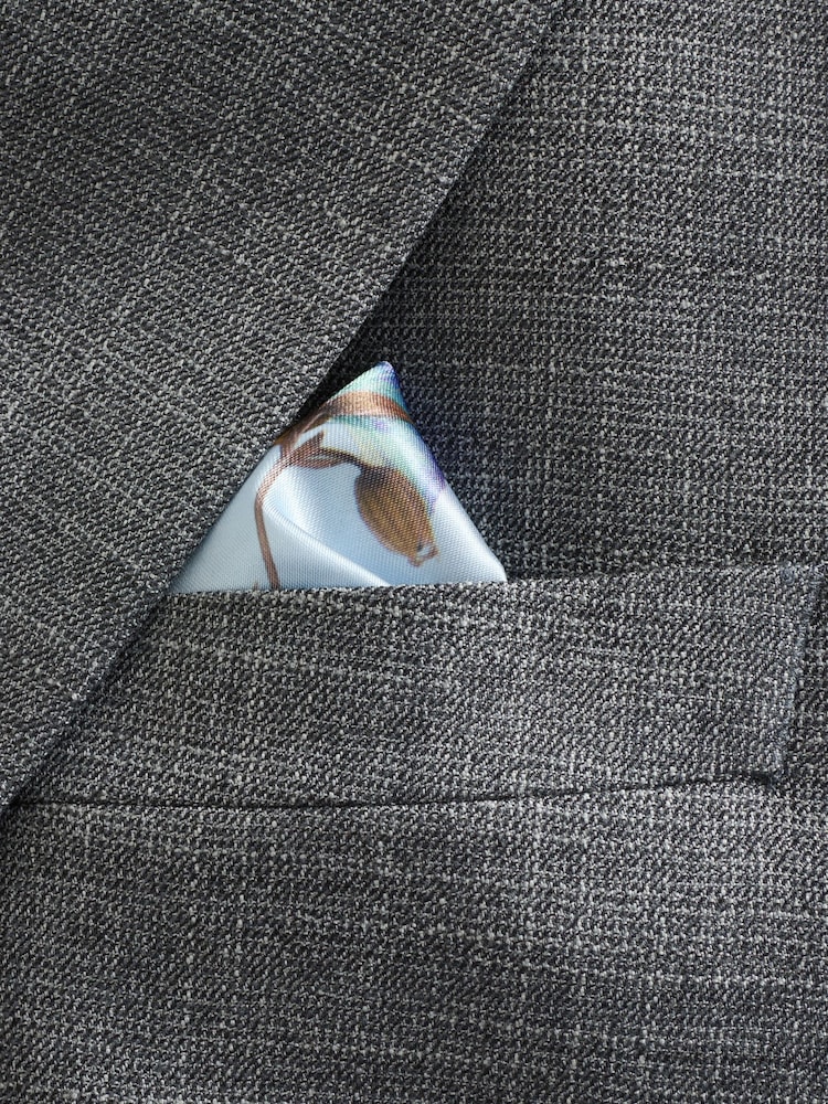 Grey Regular Fit Trimmed Textured Suit Jacket - Image 10 of 10