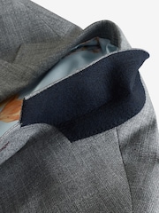 Grey Regular Fit Trimmed Textured Suit Jacket - Image 9 of 10