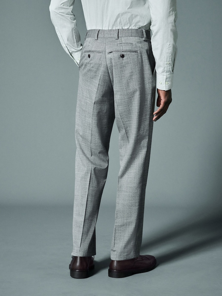 Gris - Pantalon de costume texturé à coupe régulière et à bordures - Image 3 of 8