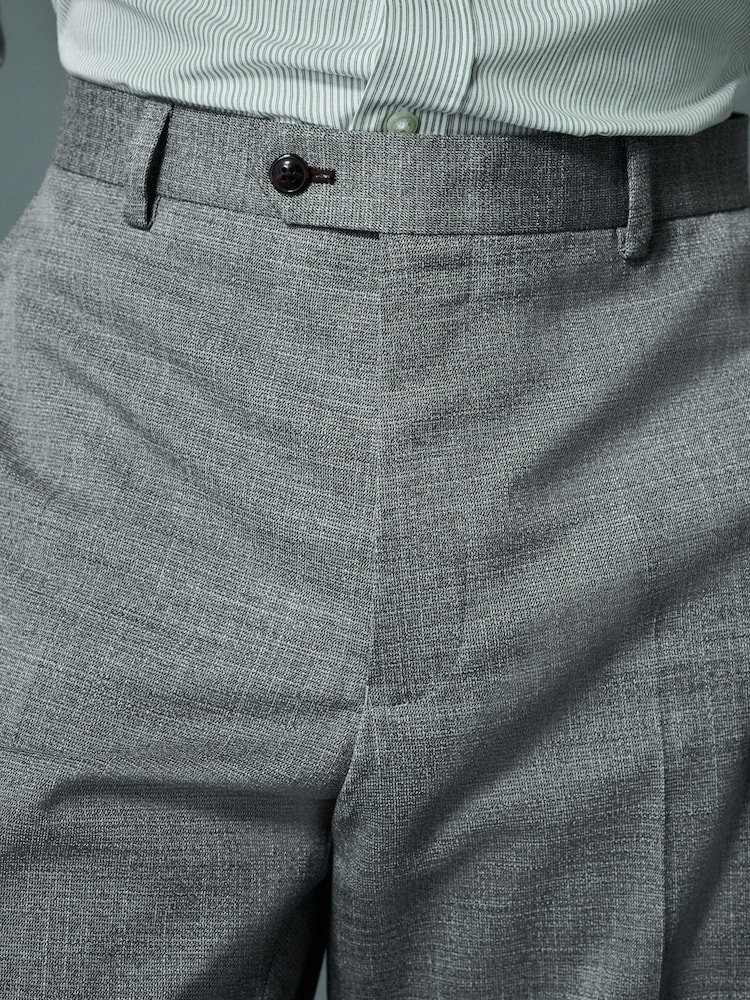 Gris - Pantalon de costume texturé à coupe régulière et à bordures - Image 4 of 8
