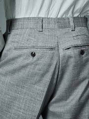 Grey Regular Fit Trimmed Textured Suit Trousers - Image 5 of 8