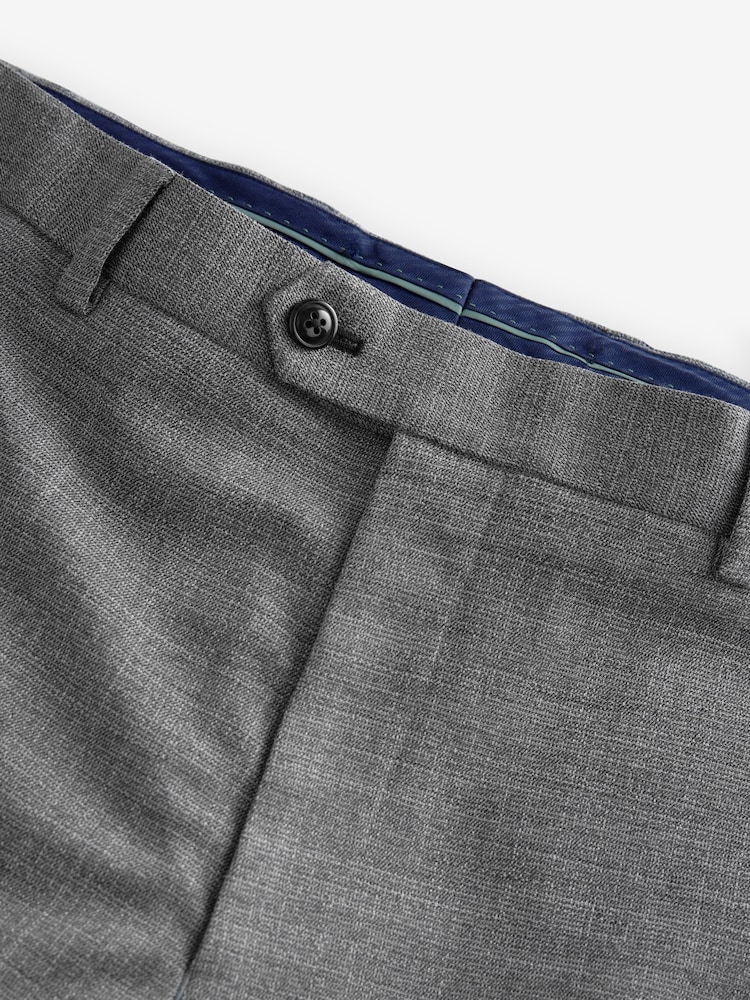 Gris - Pantalon de costume texturé à coupe régulière et à bordures - Image 7 of 8