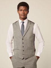 Gris - Coupe classique Gilet texturé à bordures pour costumes - Image 1 de 8