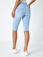 Roman Light Blue Denim Stretch Knee Length Pedal Pusher Jeans - Image 4 of 6