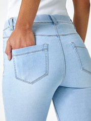 Roman Light Blue Denim Stretch Knee Length Pedal Pusher Jeans - Image 6 of 6