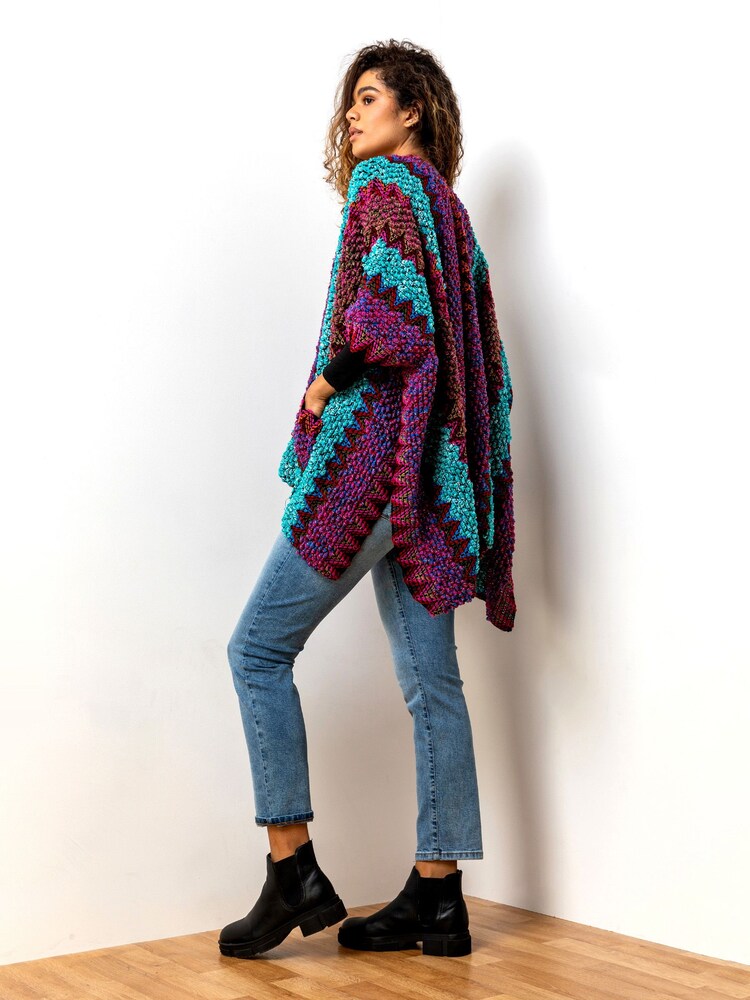 Roman Purple Print Boho Cape Cardigan - Image 2 of 4