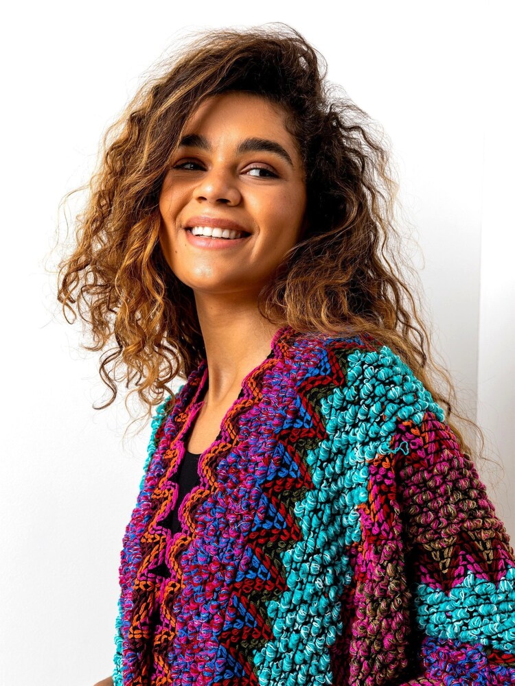Roman Purple Print Boho Cape Cardigan - Image 4 of 4