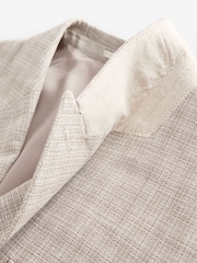 Stone Slim Fit Textured Double Breasted Suit Jacket - Image 11 of 13