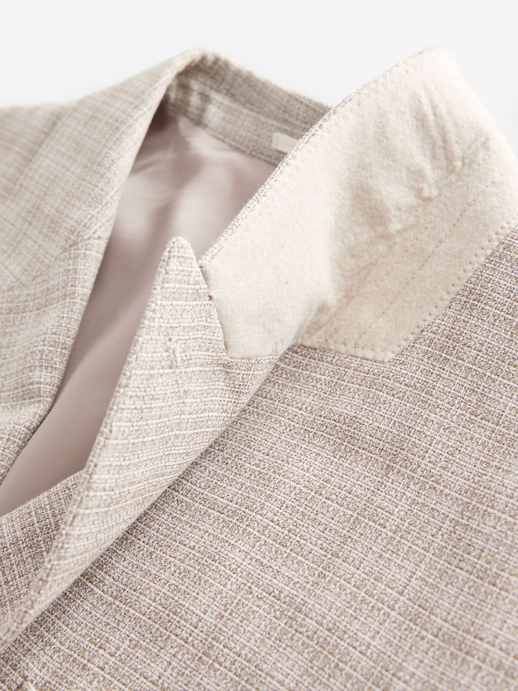 Stone Slim Fit Textured Double Breasted Suit Jacket - Image 11 of 13