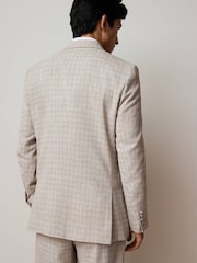 Stone Slim Fit Textured Double Breasted Suit Jacket - Image 3 of 13