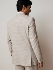 Stone Slim Fit Textured Double Breasted Suit Jacket - Image 4 of 13