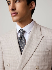 Stone Slim Fit Textured Double Breasted Suit Jacket - Image 5 of 13